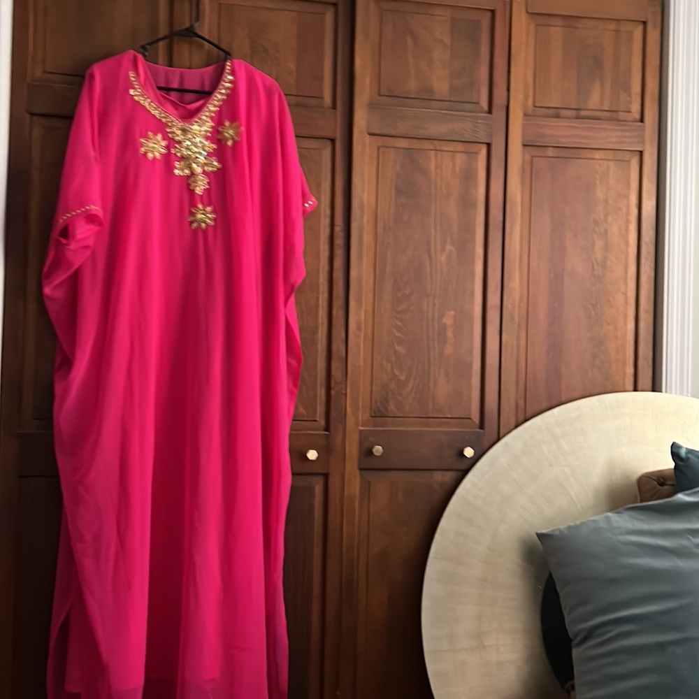 Hot pink Kaftan Caftan Dress OS
